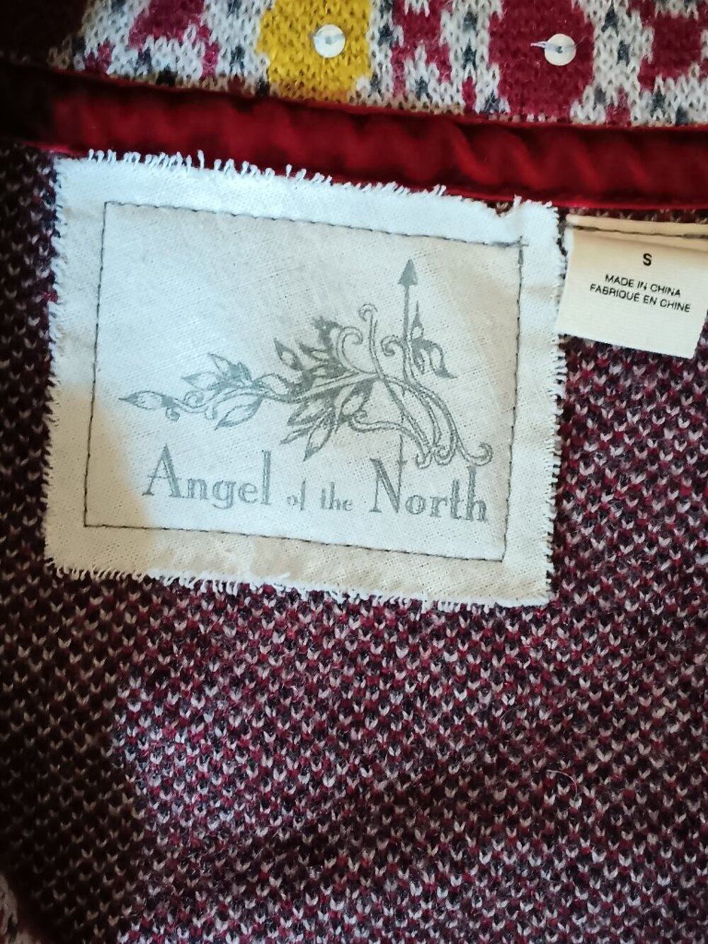 Anthropologie Lambs Wool Sweater Angel Of The North Fringe Boho Beaded Western - Picture 9 of 10